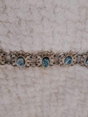 Silver Filigree Bracelet with Turquoise Stone Accent